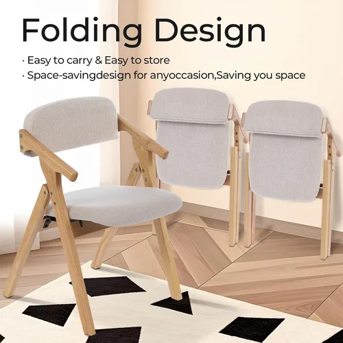 Miniatura 7 de Sillas plegables con asientos acolchados, silla de comedor apilable de madera, sillas de comedor plegables fáciles de almacenar para cocina, sala