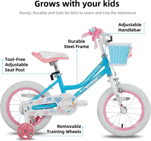Miniatura 2 de JOYSTAR Angel Bicicleta para Niñas para Niñas Pequeñas y Niños de 2 a 13 Años, Bicicleta para Niños de 12, 14, 16, 18, 20 Pulgadas con Ruedas de Azul