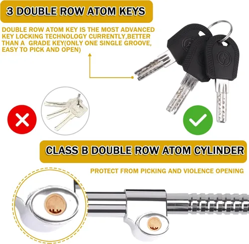 Miniatura 4 de Tevlaphee Cerradura Universal de Freno para Volante Antirrobo Retráctil de Doble Gancho Cerradura de Pedal de Embrague para Coche Camión SUV