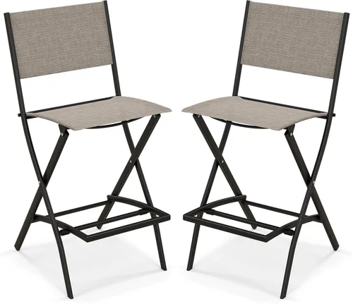 Miniatura 14 de Tangkula Juego de 4 taburetes de bar para exteriores, sillas de bar plegables de altura de mostrador con respaldo y reposapiés, sillas de comedor