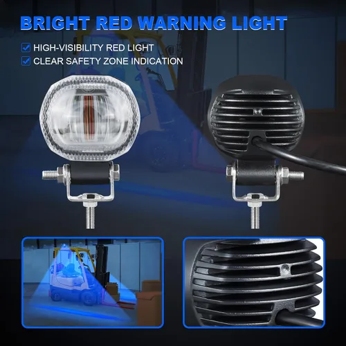 Miniatura 6 de Luz LED redonda de advertencia de seguridad para carretilla elevadora, luces de carretilla elevadora de 10 W con 2 chips LED de alto brillo, foco