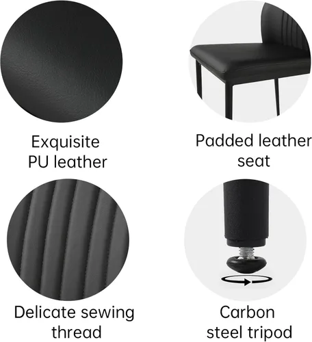 Miniatura 3 de ZckyCine Silla de comedor de piel sintética, silla de sala de estar, moderna silla auxiliar sin brazos de cocina con patas de metal