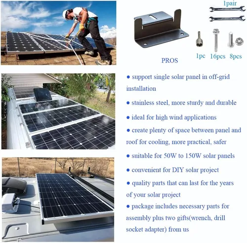 Miniatura 6 de Soportes de montaje en Z para panel solar, con tuercas y pernos, adecuados para paneles solares de 50 W a 150 W en RV, barcos, autocaravanas, Acero