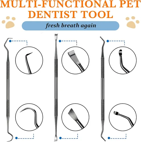 Miniatura 4 de Hotop 3 piezas de raspador dental y raspador de dientes de acero inoxidable de doble cabeza herramienta de eliminación de tarter raspador de dientes