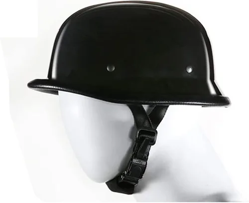 Miniatura 3 de Gorra alemana con diseño de calavera con acabado negro brillante básico con correa ajustable para la barbilla