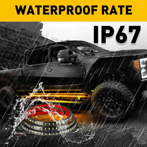 Miniatura 4 de Tira de luz LED para estribo de camión de 60 pulgadas, señal de giro ámbar secuencial DRL y luz blanca de cortesía, 288 LED, impermeable, flexible