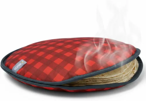 Miniatura 8 de Sophix Bolsa para calentar tortillas, tamaño grande de 12 pulgadas, este soporte de tela con aislamiento térmico mantiene las tortillas, el pan Naan
