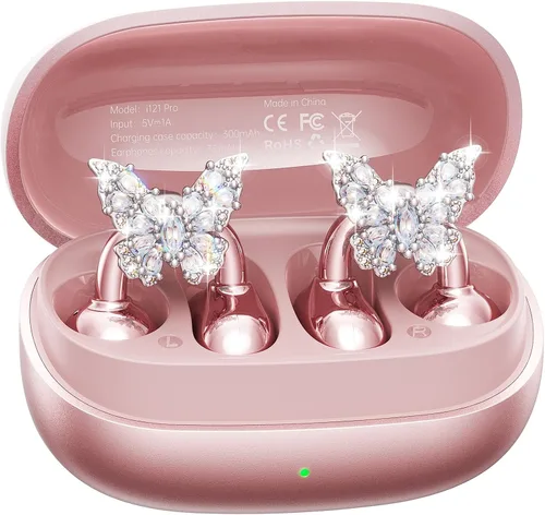 Miniatura 10 de Kinglucky Gen2 Auriculares de clip con aretes de mariposa, carga y almacenamiento sin quitar los aretes, ajuste cómodo y 50 horas de reproducción