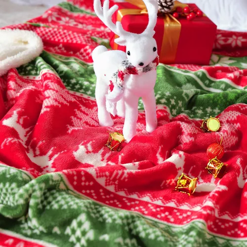 Miniatura 2 de Touchat - Manta Roja Sherpa de Navidad, Manta Suave, Esponjosa y Cálido, Manta de Microfibra de Felpa de Franela para Sofá Cama