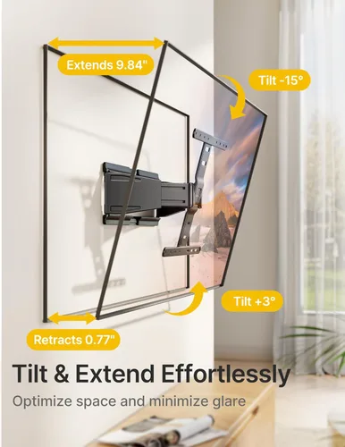 Miniatura 5 de monTEK 0.77" Soporte de pared ultradelgado para TV de 37 a 75 pulgadas, soporte de pared para TV de perfil bajo de movimiento completo con brazos