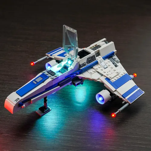 Miniatura 6 de Kit de luz LED mejorado para LEGO New Republic E-Wing contra el juego de construcción de caza estelar de Shin Hati, compatible con LEGO 75364