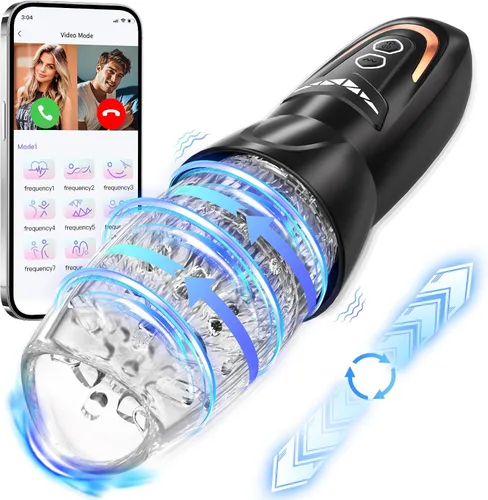 Miniatura 7 de Masturbador automático masculino juguete sexual con 10 vibraciones, 8 patrones de empuje y rotación, juguetes sexuales masculinos para hombres