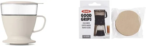 OXO Brew - Cafetera de una sola porción y papel de repuesto para cafetera Good Grips, marrón, 50 por caja, CT, filtros de preparación fría, recuento