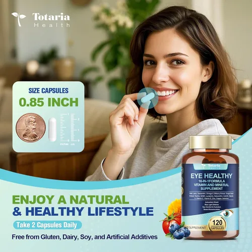 Miniatura 5 de AREDS 2 Vitaminas para los ojos y extracto mineral de arándano Omega-3, vitamina ocular para personas mayores, salud macular y ojo seco, vitaminas