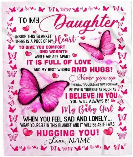 Miniatura 8 de Manta personalizada con texto en inglés «To My Daughter from Mom Dad Give You A Big Love Hug Butterfly Daughter Birthday»