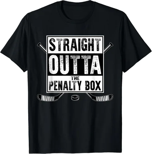 Camiseta de regalo de jugador de hockey sobre hielo directamente Outta The Penalty Box Negro -
