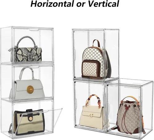 Miniatura 14 de Attelite Organizador de almacenamiento de bolsas y bolsos de plástico para armario, vitrina de acrílico transparente con puerta magnética