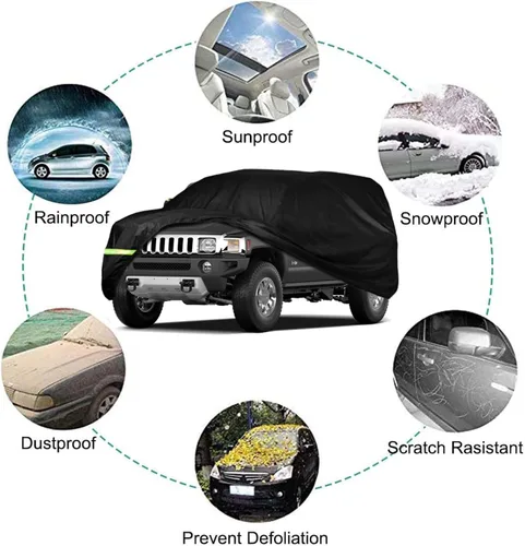 Miniatura 4 de Funda para Auto Compatible con Hummer H2 SUV 2002-2009, de 6 Capas, 210T, Resistente al Viento, para Todo Clima, Impermeable, Protección UV