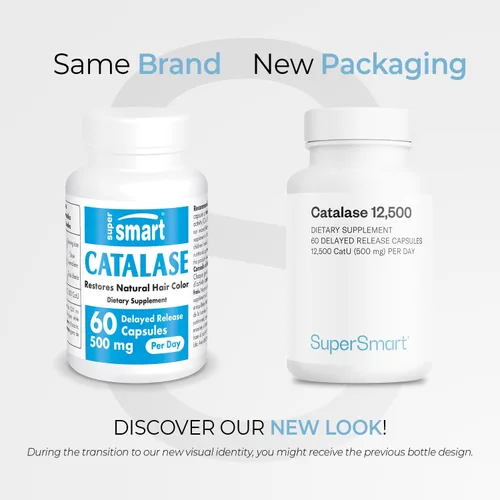 Miniatura 2 de Supersmart - Catalase 500mg por día (12500 CatU) - Enzima natural - Suplemento anti canas Sin OMG y sin gluten - 60 cápsulas de liberación