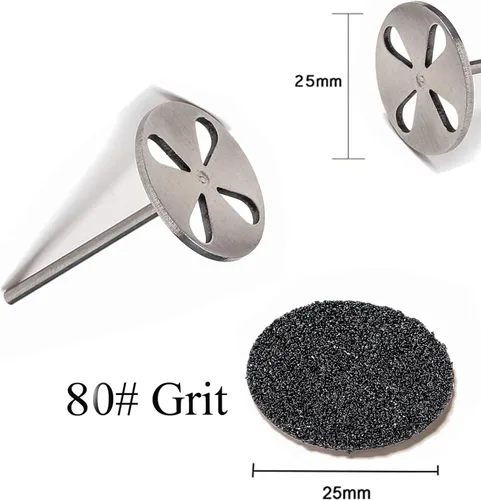 Miniatura 3 de 100 discos de papel de lija y 1 broca de metal, vástago de 3/32 reemplazable para pedicura para eliminación de callos de piel muerta, herramientas