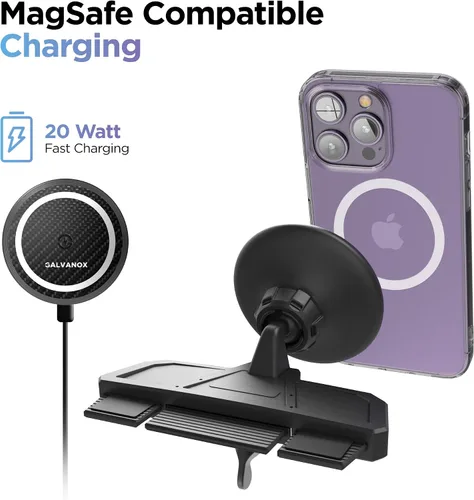 Miniatura 6 de Galvanox Soporte de carga inalámbrica para teléfono con ranura de CD para automóvil, cargador de montaje magnético con accesorio seguro