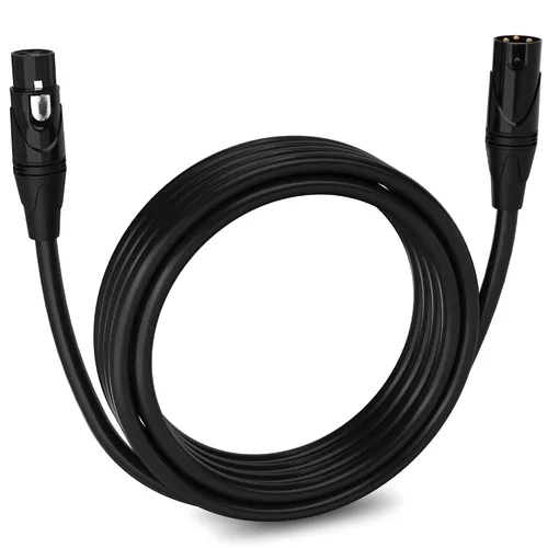 Miniatura 77 de LyxPro Cable de micrófono XLR hembra a macho de ángulo recto de 3 pines de 1.5 pies para altavoces amplificados, interfaz de audio, rendimiento
