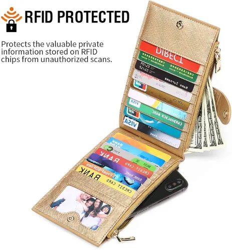 Miniatura 2 de GOIACII - Carteras para mujer de dos pliegues con bloqueo RFID y 2 bolsillos con cremallera