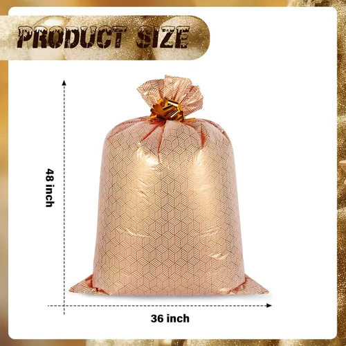 Miniatura 2 de Fulmoon 4 bolsas de regalo jumbo de 48 pulgadas, bolsas doradas extra grandes con flores de extracción, regalo gigante de plástico de gran