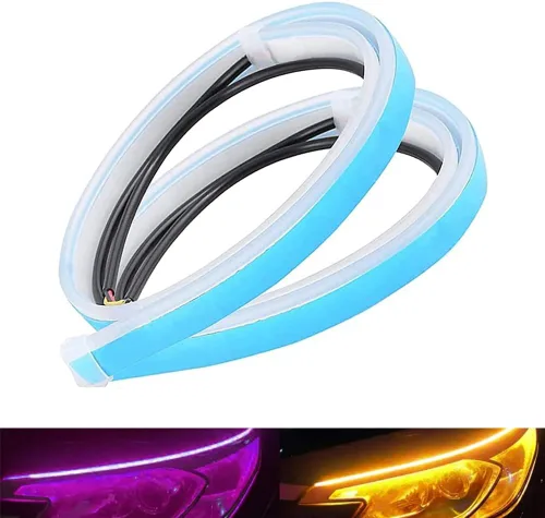 Miniatura 9 de 2 tiras de luces LED para autos, tira secuencial para faros delanteros, luces de circulación diurna, luz de señal de giro DRL