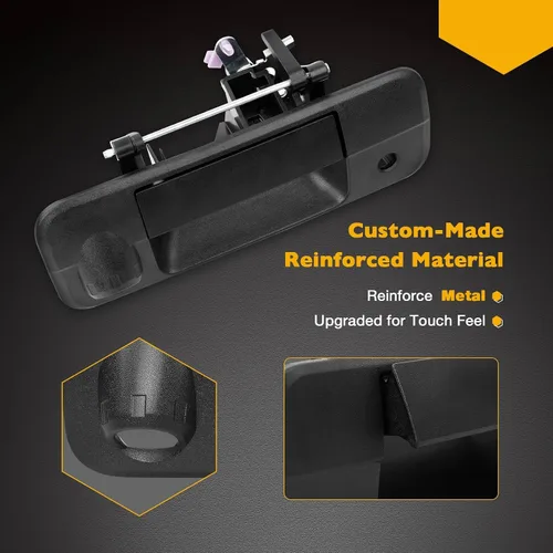 Miniatura 2 de Gledewen 81214 Manija de puerta trasera de elevación de pestillo de metal mejorada con orificio para cámara trasera, compatible con Toyota Tundra