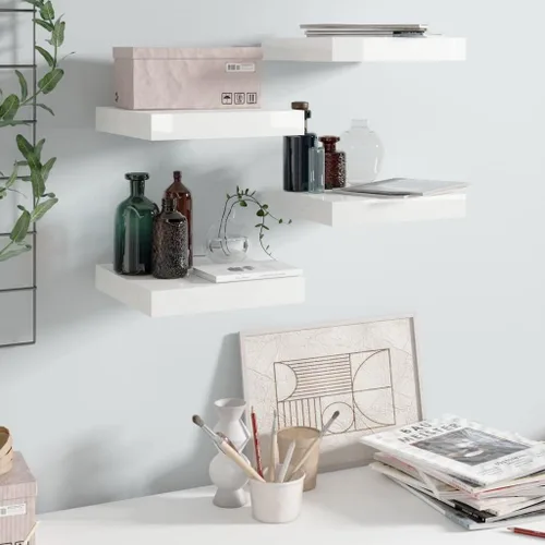 Miniatura 79 de Estantes flotantes de pared, juego de 4 estantes decorativos para montar en la pared, estante colgante con soportes invisibles para decoración