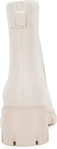 Miniatura 4 de Botines con elástico al tobillo y plataforma para mujer, tacón ancho, suela de lengüeta, antideslizantes, cómodos botines tipo Chelsea