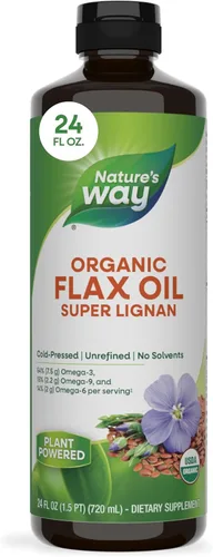 Nature's Way Aceite de Linaza Orgánico Super Lignan, Prensado en Frío y Sin Refinar, 24 Fl Oz