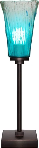 Miniatura 2 de Toltec Lighting Luna Accent - Lámpara de mesa, acabado de granito oscuro, cristal cuadrado de burbujas ahumadas de 3.5 pulgadas