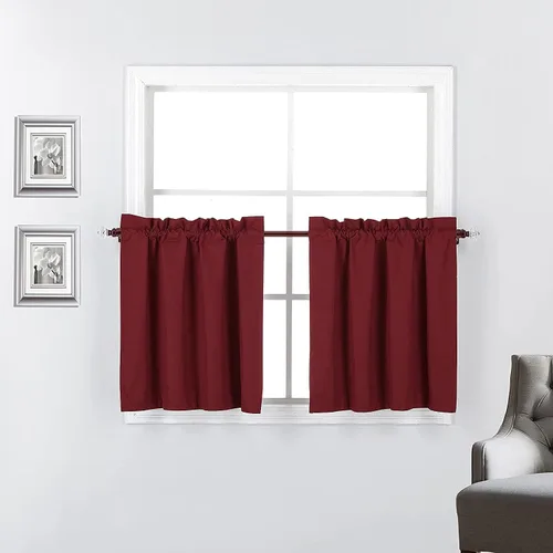 Miniatura 9 de 2 paneles de cortinas opacas con aislamiento térmico y forro blanco en la parte trasera para ventana de bloqueo de luz para cualquier ventana