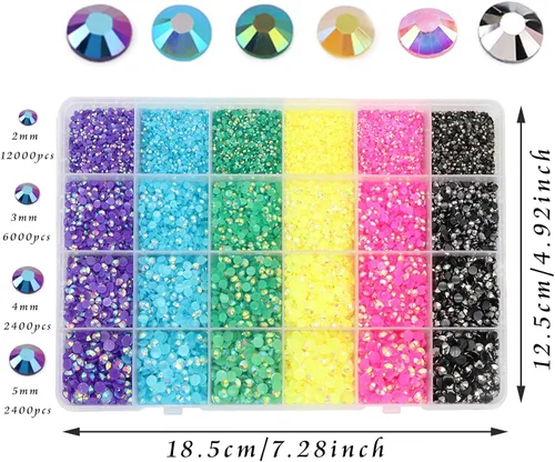 Miniatura 6 de Diamantes de imitación arcoíris para uñas, colores mezclados, diamantes de imitación de resina para manualidades, gemas brillantes para uñas