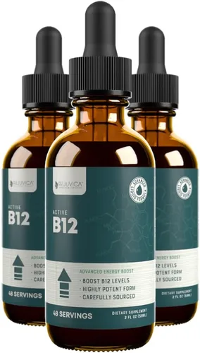 Miniatura 8 de Rejuvica Health Suplemento líquido activo B-12 B12, apoya la energía y un sistema nervioso saludable - Práctico gotero líquido que absorbe
