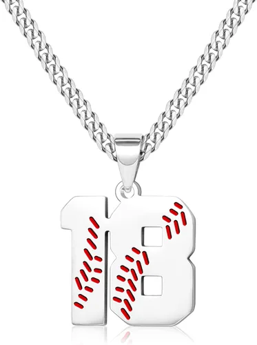 Miniatura 107 de Btysun Collares de béisbol de béisbol número 0-99 dijes de acero inoxidable para hombres, regalos de béisbol, papá, marido, regalo de Navidad