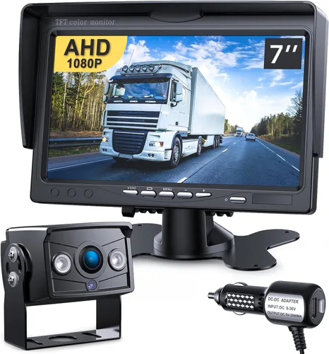 Kit de monitor de cámara de respaldo de 7 pulgadas, monitor HD 1080P, IP69, impermeable, retrovisor, cámara de visión trasera para camión, remolque,