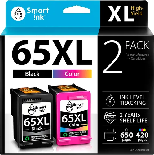 Smart Ink Cartuchos de tinta remanufacturados de repuesto para HP 65XL HP 65 HP65XL negro y color 2 paquetes combinados para impresoras HP DeskJet