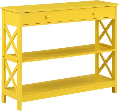 Miniatura 13 de Convenience Concepts Oxford - Mesa consola con 1 cajón con estantes, madera de granero/negro