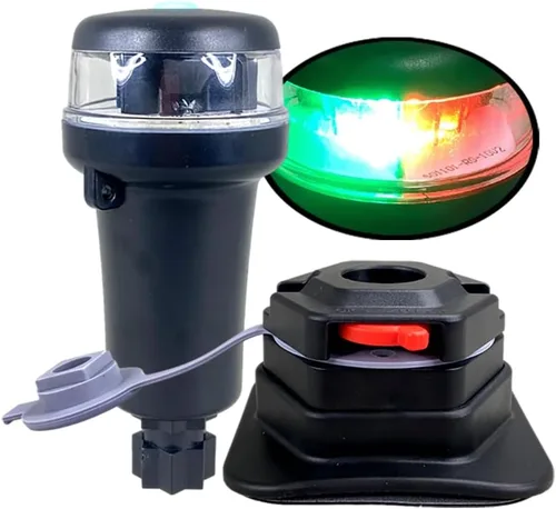 Miniatura 11 de Pactrade Marine Luces de navegación para barcos LED - Luces de navegación rojas y verdes alimentadas por batería para barcos - Adaptador y soportes