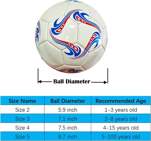 Miniatura 3 de ABAJI Pelota de Fútbol Tamaño 3 4 5 Pelotas de Entrenamiento de Práctica Regalo Cuero Más Grueso Anti Explosión para Interior y Exterior Viene