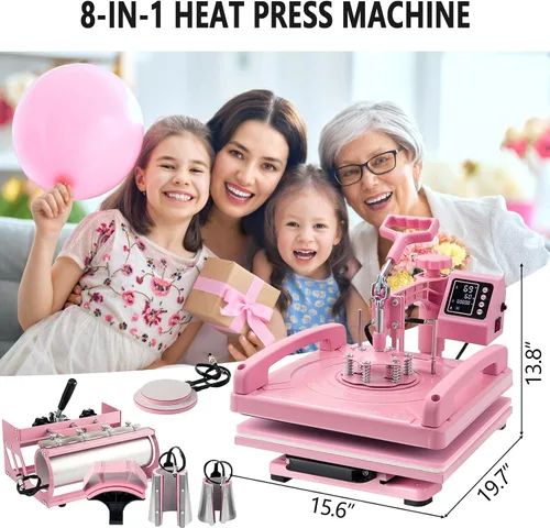 Miniatura 9 de Hitgrand Prensa de calor de 15 x 15 pulgadas, máquina de prensa de calor para camisetas, prensa de calor 8 en 1 con prensa de vaso de 30 onzas