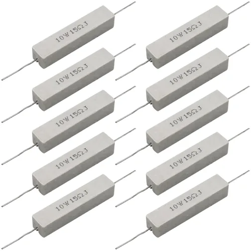 Miniatura 27 de 10 resistencias de cable de plomo axial de 10 W, 0.5 ohmios y 5 % – Resistencias de potencia de cemento cerámico fijas de heridas blancas
