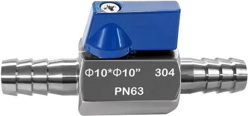 Beduan Válvula de Bola con Púa de 3/8" de Acero Inoxidable 304 Mini Válvula de Cierre para Manguera de Diámetro Interno 3/8" Agua Gas Combustible