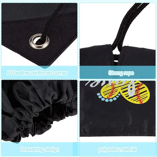 Miniatura 3 de Softball Drawstring Bags Softball Drawstring Backpack Sport Pack Cinch Sack Shoulder Bag