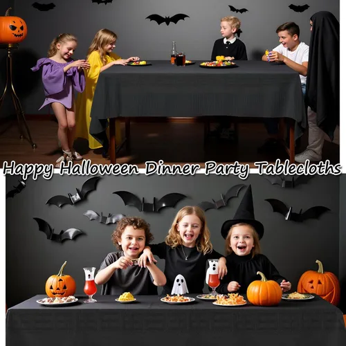 Miniatura 4 de Black Disposable Paper Tablecloth for Rectangle Tables 4 Pack, 54×108 Inch Waterproof 2 Ply Paper with Plastic Backing, Party Table Cover for