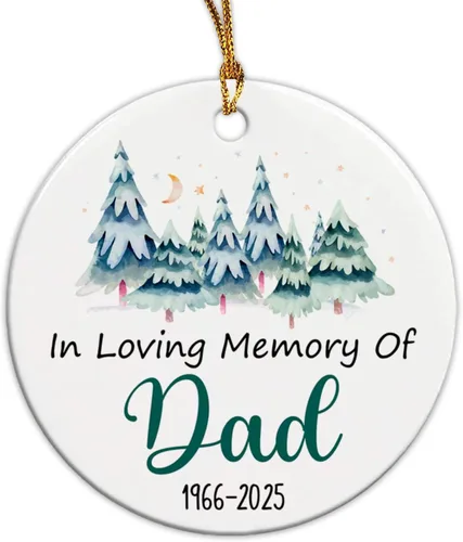 Adorno de cerámica personalizado de Navidad en memoria amorosa de papá, adorno de Navidad personalizado para papá, adorno de recuerdo 2025, regalo