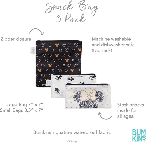 Miniatura 6 de Bumkins Disney Bolsas Reutilizables para Sándwiches y Aperitivos, para el Almuerzo Escolar de Niños y para Porciones de Adultos, Tela Lavable, Bolsa